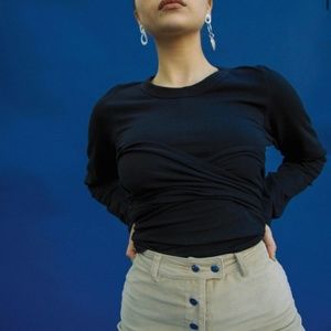 The Line by L Wayne Wrap Top Long-Sleeve